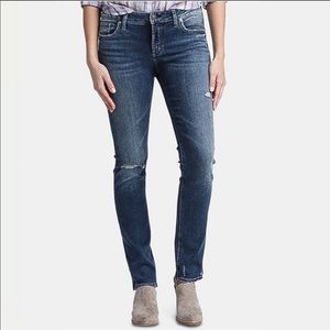 Silver Jeans Elyse Ripped Straight Jeans Size 26